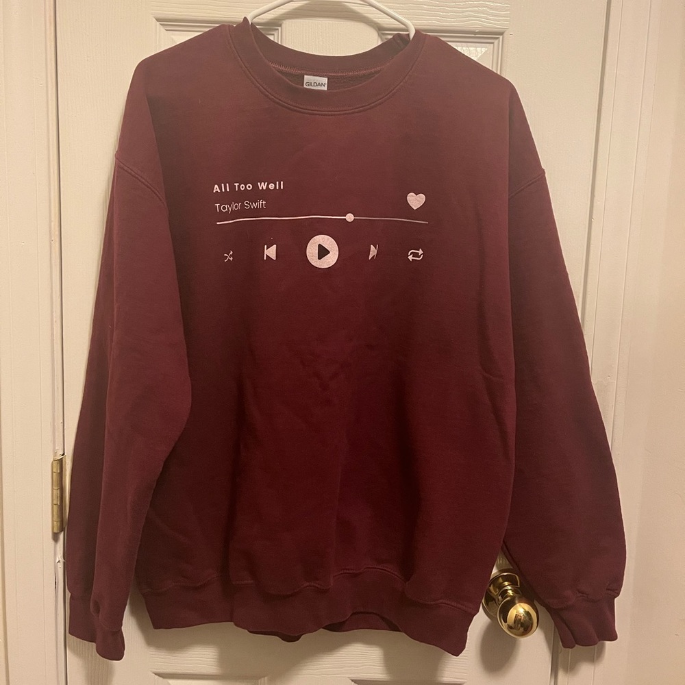 “All Too Well” Taylor Swift crewneck maroon sweatshirt